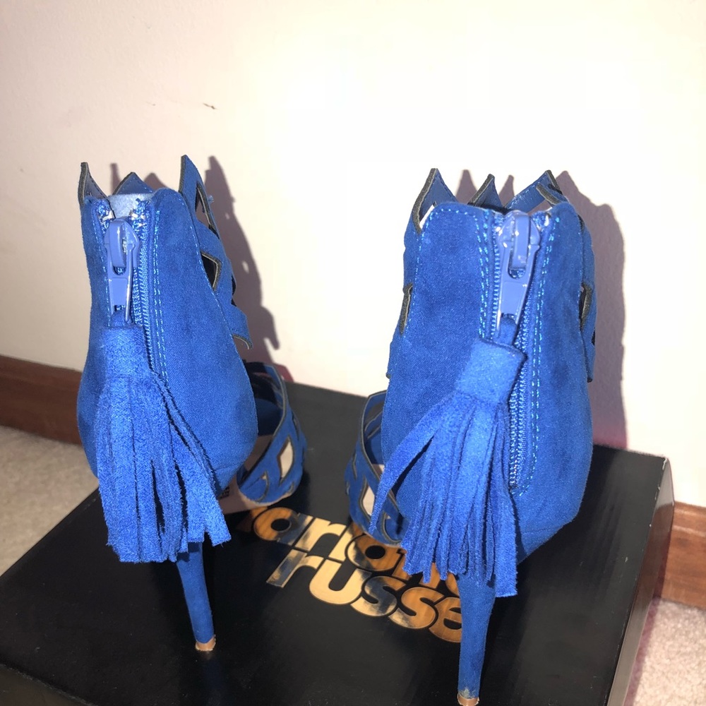 Blue Cross Pattern Heels Size 8